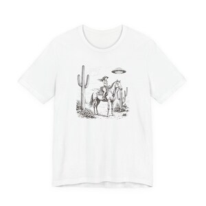 Cosmic Cowgirl TShirt, UFO Western Graphic Tee, Retro Space Cowgirl Shirt, Bella Canvas Tee image 4