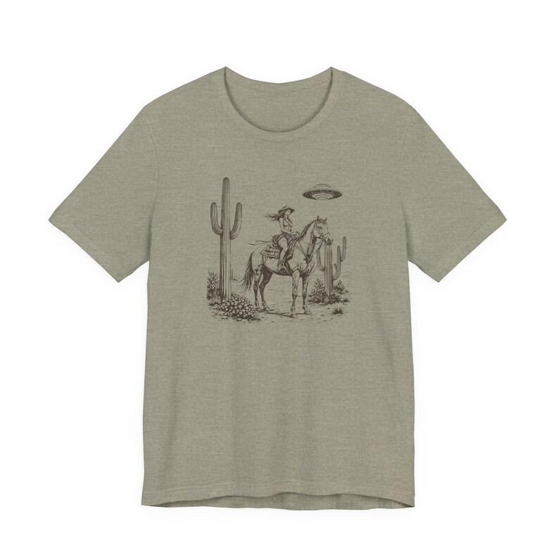 Cosmic Cowgirl TShirt, UFO Western Graphic Tee, Retro Space Cowgirl Shirt, Bella Canvas Tee image 13