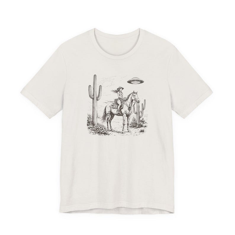 Cosmic Cowgirl TShirt, UFO Western Graphic Tee, Retro Space Cowgirl Shirt, Bella Canvas Tee image 9