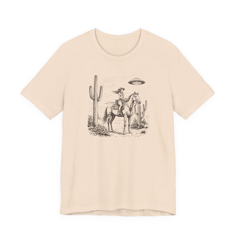 Cosmic Cowgirl TShirt, UFO Western Graphic Tee, Retro Space Cowgirl Shirt, Bella Canvas Tee image 8