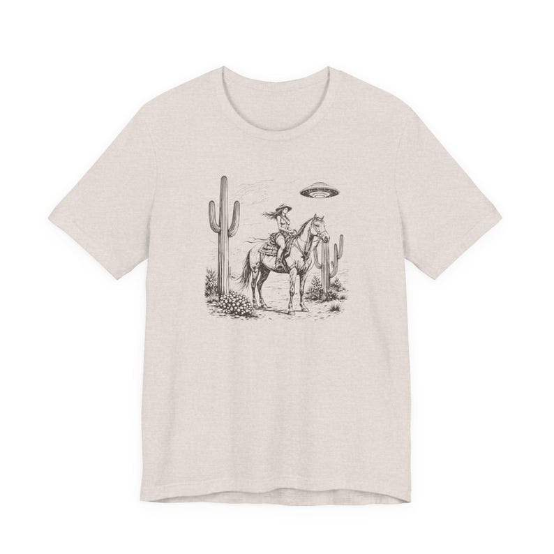 Cosmic Cowgirl TShirt, UFO Western Graphic Tee, Retro Space Cowgirl Shirt, Bella Canvas Tee image 10