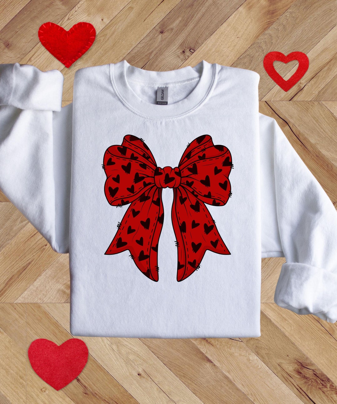 Bow Love Sequin Pattern Valentine Sweatshirt