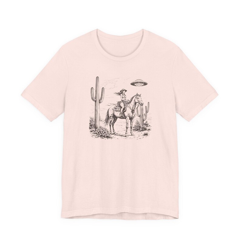 Cosmic Cowgirl TShirt, UFO Western Graphic Tee, Retro Space Cowgirl Shirt, Bella Canvas Tee image 5