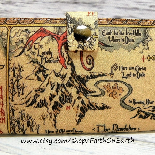 Map - Handmade  Long fandom geek Wallet  Clutch best selling wallet -Vegan - unisex wallet gifts under 50