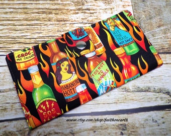 Hot sauce Handmade Long Wallet  Bi-Fold Clutch -