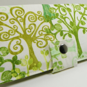 Handmade vegan Long Wallet  BiFold Clutch - Love a tree Organic Cotton or half size unisex walletgifts under 50