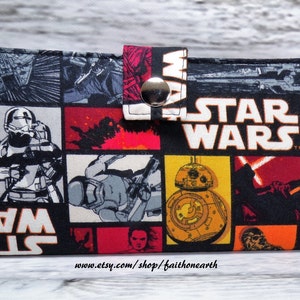 Star Wars Handmade Long fandom geek Wallet BiFold Clutch Vegan Wallet star wars wallet or half size unisex walletgifts under 50 image 2