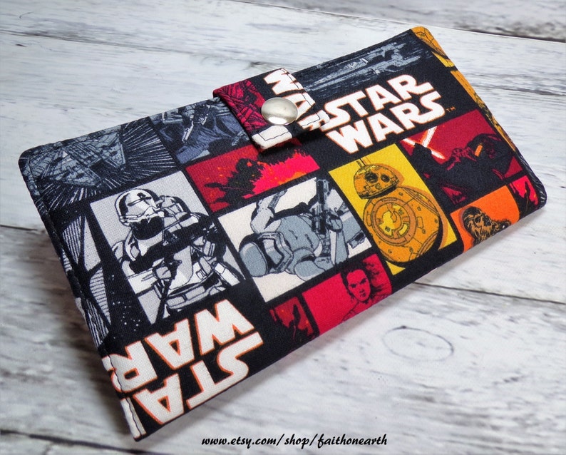 Star Wars Handmade Long fandom geek Wallet BiFold Clutch Vegan Wallet star wars wallet or half size unisex walletgifts under 50 image 1