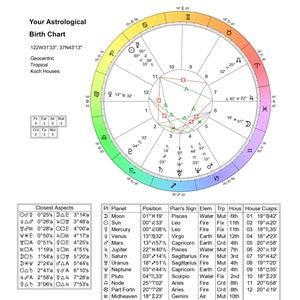 Informe de carta natal de lectura de astrología *Personalizado y privado* Entrega rápida