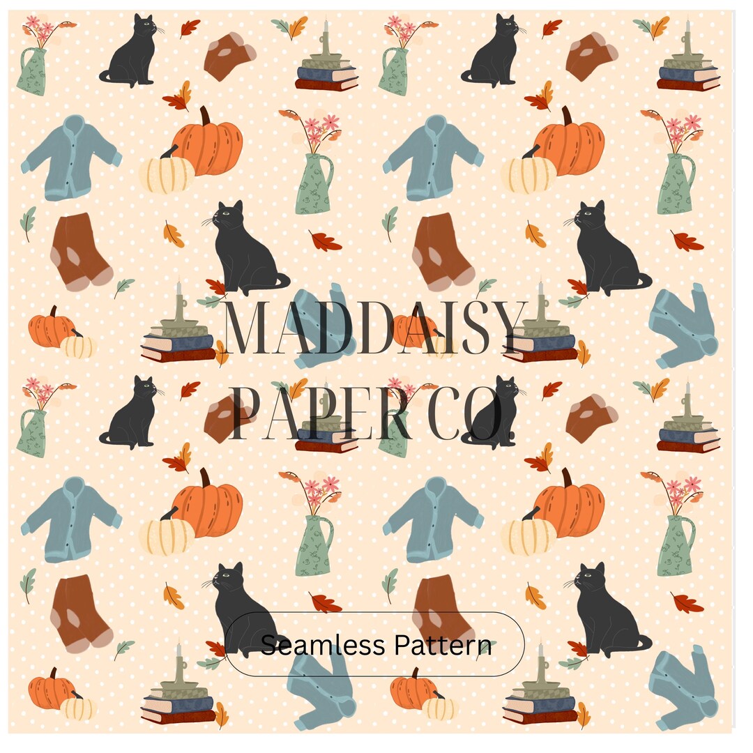 Bookish Fall Seamless Pattern / Png Instant Download for Papers Vinyls ...
