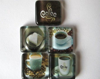 Fun Coffee Square Magnets Set of 5