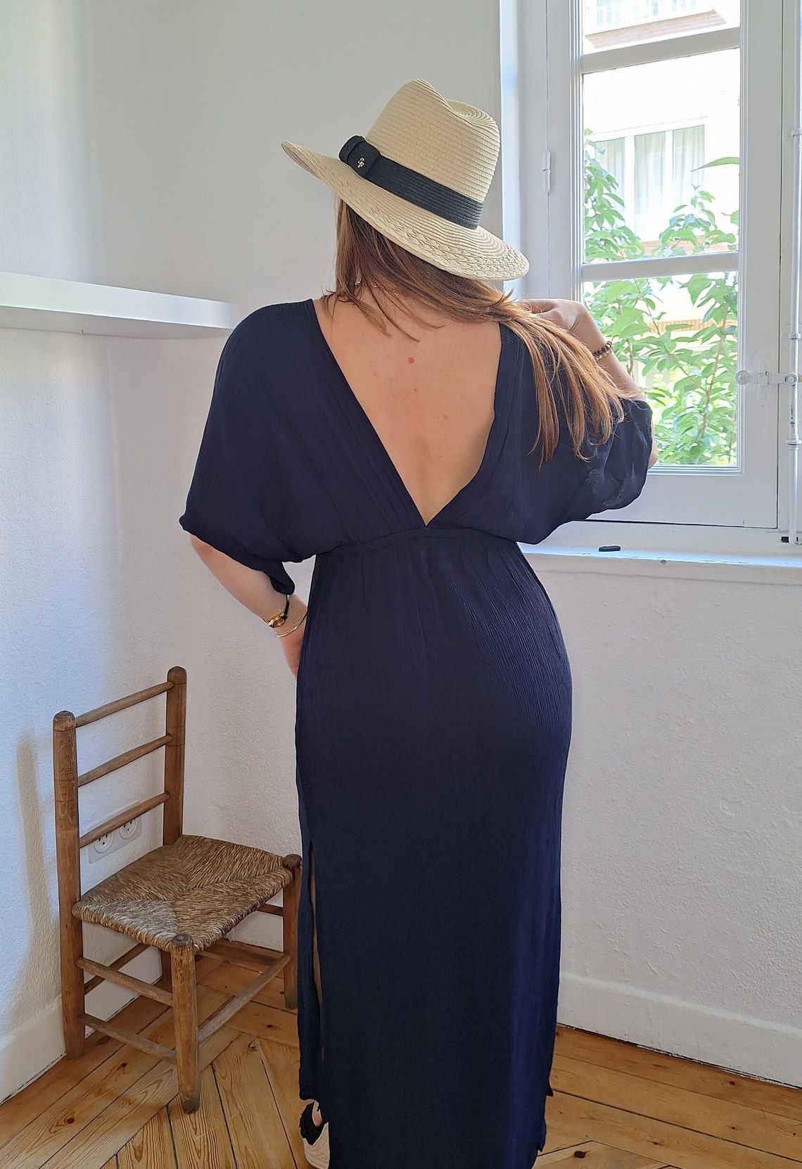 Shanti Bohemian Dress Navy Blue