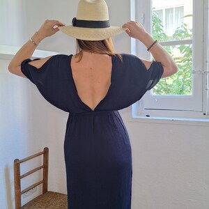 Bow Boho Dress Navy Blue main image 1