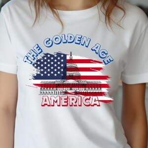 Golden Age America T-Shirt: Capitol & Flag Patriotic Design
