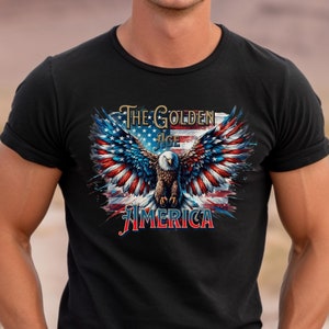 Golden Age America T-shirt: Patriotic Eagle Graphic Tee