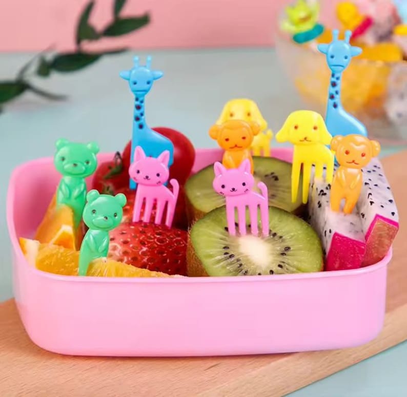 Kids Food Picks, Kids Lunchbox Bento Forks, Set of 10