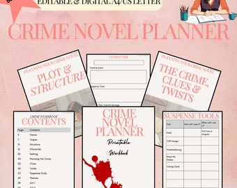 Mystery, Crime and Thriller Novel Planner, Printable Workbook