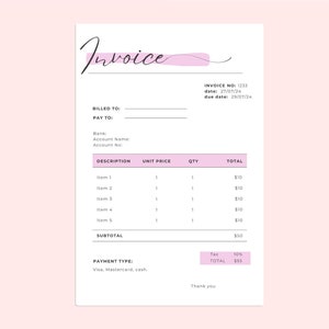 Invoice template aesthetic.