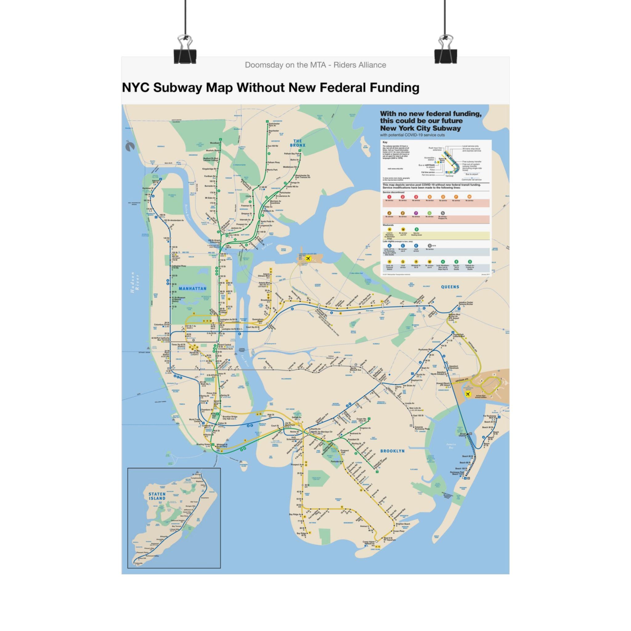 MTA NYC Subway Map 2020 (without Federal Funding) Poster - Etsy