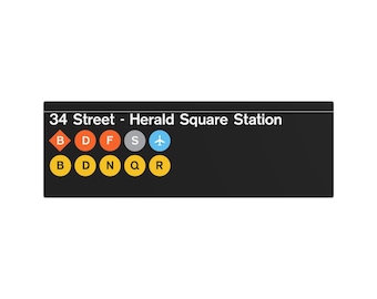 NYC Subway 1980s 34 Street/Herald Sq. (Standard/alt.) Metal Art Replica Sign
