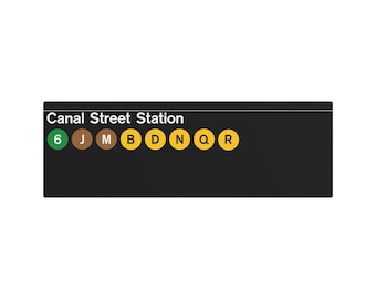 Replica del cartello in metallo della metropolitana di New York, Canal Street (standard), fine anni '80