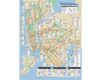 Póster RARO del mapa del metro de Nueva York (MTA) Enero de 2005 Póster vertical mate