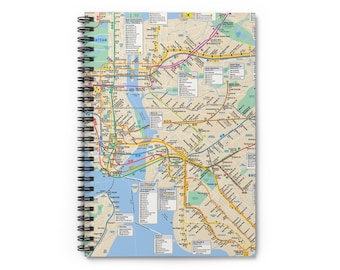 Cuaderno de espiral con mapa del metro de la MTA 2007 / Diario de viaje, Material escolar, Regalo