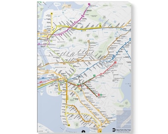Cuaderno de tapa blanda con mapa del metro de Nueva York de 1997 (con láminas interiores)