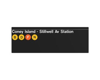 Replica di un cartello in metallo della metropolitana di New York (stazione Coney Island-Stillwell Ave degli anni '80)