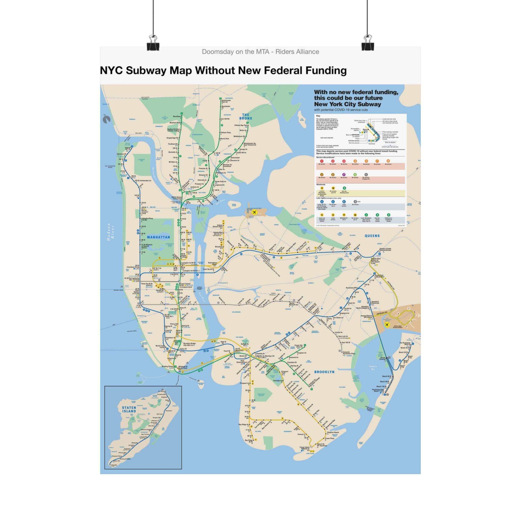 MTA NYC Subway Map 2020 (without Federal Funding) Poster - Etsy