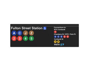 Letrero de metal réplica de la estación 2026 Fulton Street del metro de Nueva York (personalizado/Helvetica)