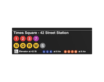 NYC Subway 2025 Times Square Station (Helvetica) Metall Kunst Replik Schild