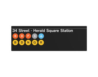 NYC Subway 1980s 34 Street/Herald Sq. (Standard) Metal Art Replica Sign