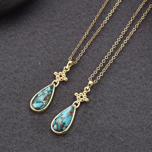 Fashion Copper Turquoise Pendant Necklace, 925 Sterling Silver Turquoise Necklace for Women, Turquoise Jewelry, Birthday Gift for Her