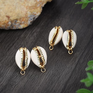 Creative Gold/Silver Plated Natural Cowrie Shell Stud Earring, Cowrie Shell Charm Earring for Drop Earring Making,Shell Jewelry,Gift for Her