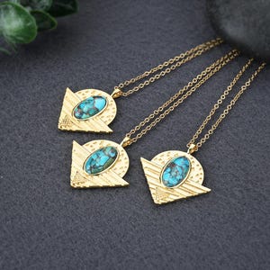 Deluxe 18k Gold Copper Turquoise Pendant Necklace, 925 Sterling Silver Turquoise Necklace Necklace Jewelry, Turquoise Jewelry,Women Necklace