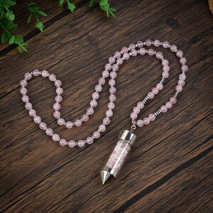 Fashion Rose Quartz Beads Pendant Necklace for Women, Natural Stone  Pendant Rose Quartz Necklace, Gemstone Necklace, Rose Quartz Jewelry