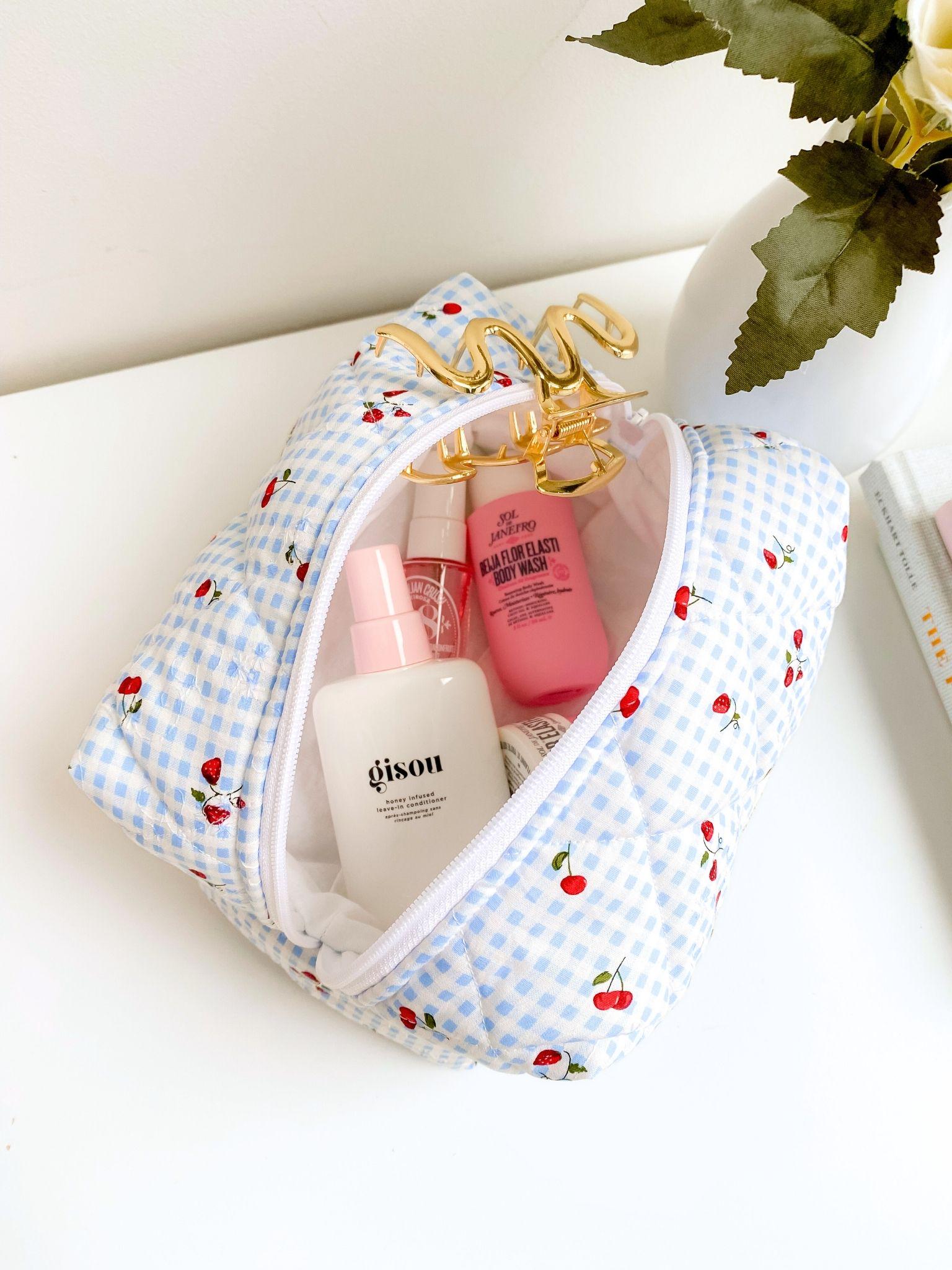 Quilted Blue Gingham Makeup Bag, Essential Travel Pouch on the Go, White Lining Pouch, Skincare and Cosmetic Puffy Carry All Gift for Her - Etsy Quilted Blue Gingham Makeup Bag, Essential Travel Pouch on the Go, White Lining Pouch, Skincare and Cosmetic Puffy Carry All Gift for Her - Etsy