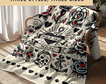 Traditional Tattoo Flash Blanket: Woven, Plush, or Sherpa Throw