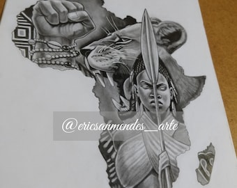 Idea for Africa Map tattoo, Africa tattoo, African art, ancestry, Afro art, African culture, decorative frame