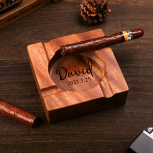 Personalized Cigar Ashtray,Walnut wood Ashtray,Cigar Holder,Unique Ashtray,Cigar Accessory,Birthday Gifts For Him,Anniversary Gift For Him