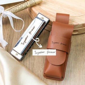 Personalized Stainless Steel Harmonica with Leather Case: Groomsmen Gift