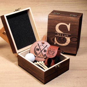 Personalized Golf Gift Set, Gift for Golfer, Golf Balls, Golf Bag Tag with Golf Tees, Lawn Tools Ball Markers Set, Golf Gifts for Men