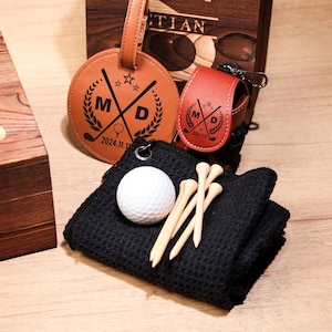 Golf Lover Gift Set Personalized, Gift for Golfer, Golf Balls, Golf Bag Tag with Golf Tees, Lawn Tools Ball Markers Set, Golf Gifts for Men