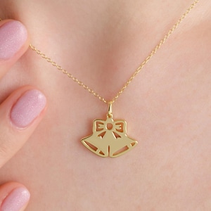 Dainty Jingle Bells Necklace, 14K Gold Plated Silver, Christmas Bells Pendant, Minimalist Noel Gift Charm, Holiday Jewelry for Teens