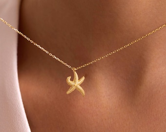 Dainty Starfish Necklace, Sea Star Charm, Ocean-Inspired Beach Pendant, Summer Sea Jewelry, Gold Plated Beach Wedding Gift