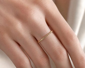 Solid Gold Beaded Ring, 14K 18K Gold Bubble Band, Minimalist Stacking Ring, Dainty Gold Ring, Wedding Band, Everyday Ring, Gift for Her
