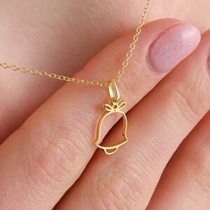Christmas Bells Necklace,  14k Gold Plated Sterling Silver, Cute Bell Pendant, Xmas Holiday Jingle Bells Jewelry, Cute Gift for Teen Girls