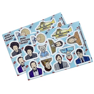 Characters of Wes Anderson Movies Sticker Sheet