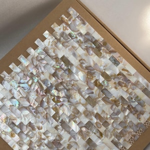 Handmade Seamless Brick pattern Mother of Pearl Tile Warm Amber Dapple 100% Natural Luxury Iridescent Shell Waterproof forKitchenBathroomDIY